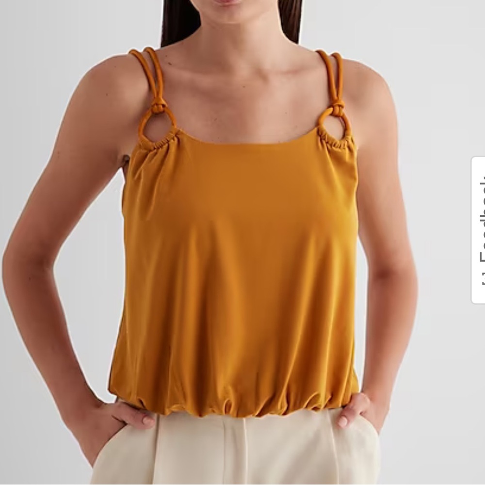 Express - Mustard Yellow Double Strap Loop Tank Small